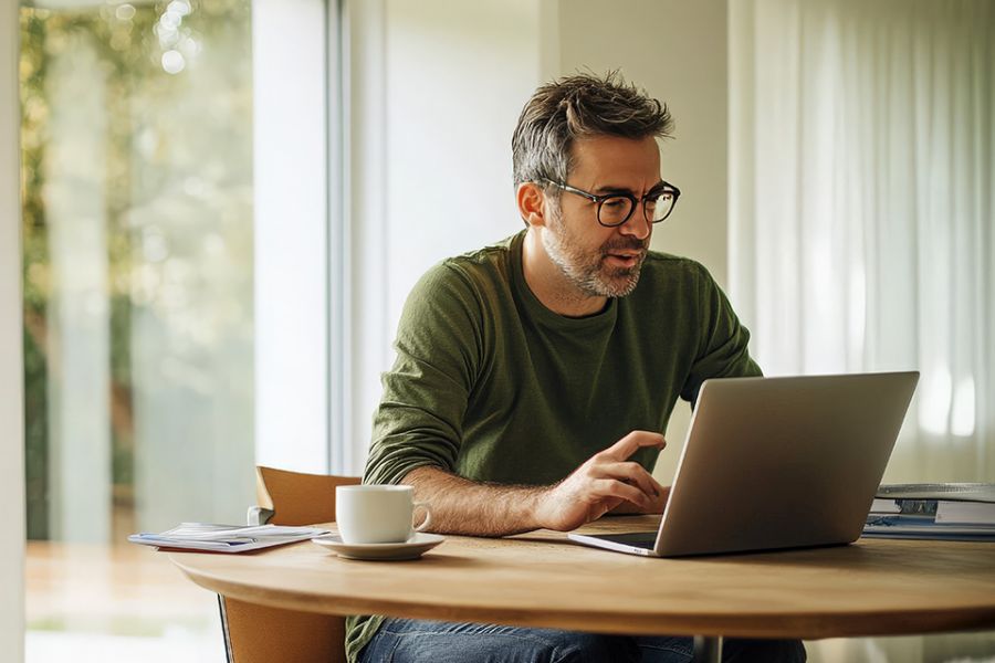 Mann mit Laptop