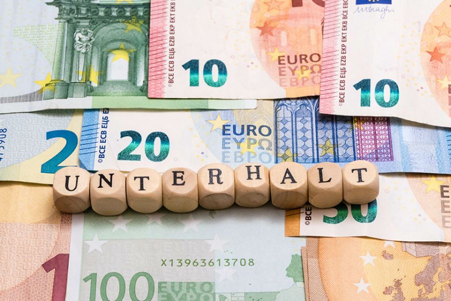 Schriftzug Unterhalt und Euroscheine