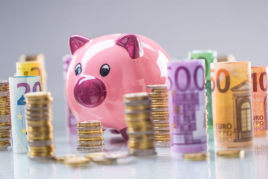 Sparschwein mit Bargeld